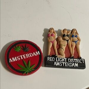 Amsterdam Red and Multicolor Decorative Set Fridge Magnets